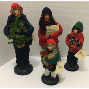 Sabatte Christmas Caroler Carollers Dolls Lot Of 4 Man Woman Boy Girl Vtg 1988
